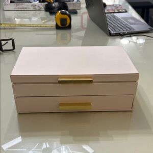 Cream Jewelry Box with Gold Accents
